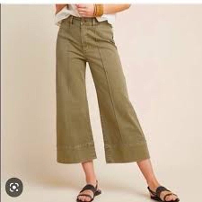 Anthropologie Olive Green Wide-Leg Chino Size 6